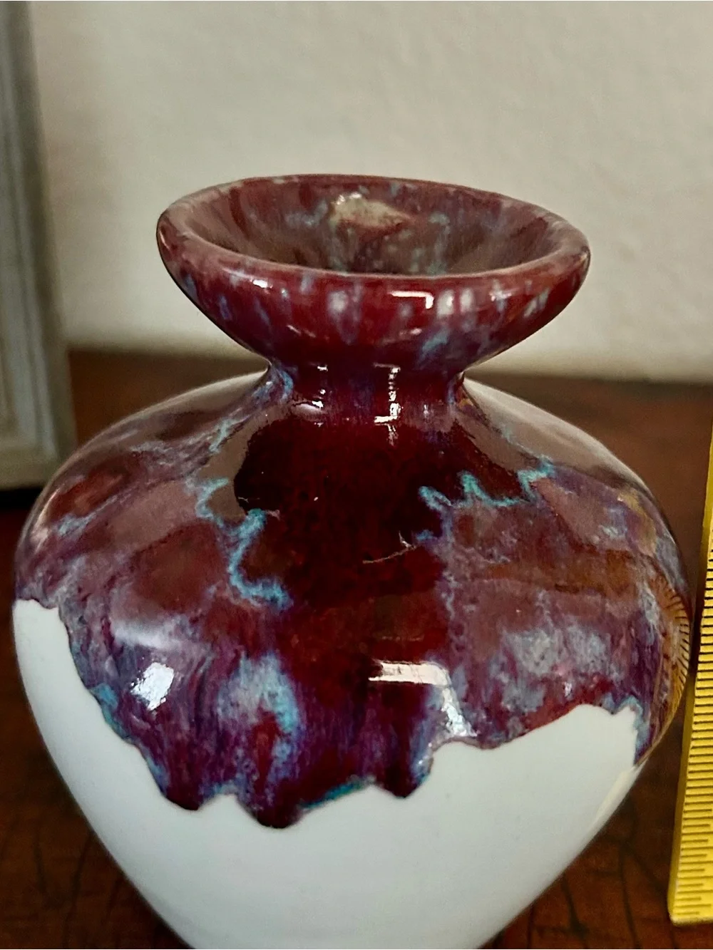 Anthropologie Vase Set Bud Vases Ceramic Burgundy Drip Glaze Boho Home Decor
